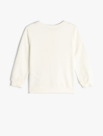 Sweatshirt Unicorn Baskılı Uzun Kollu Bisiklet Yaka Şardonlu Pamuklu