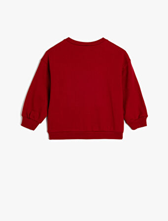 Sweatshirt Uzun Kollu Bisiklet Yaka Slogan Baskılı Aplike Detaylı