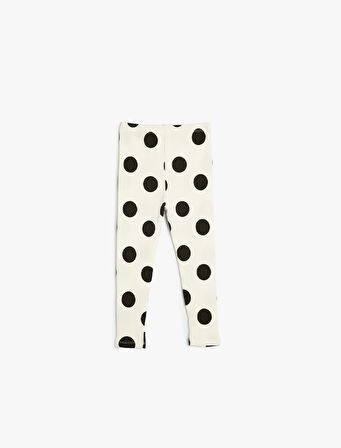 Puantiyeli Tayt Beli Lastikli Kaşkorse Pamuklu