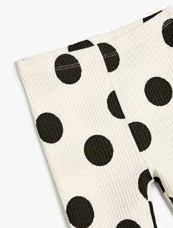 Puantiyeli Tayt Beli Lastikli Kaşkorse Pamuklu