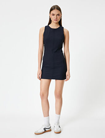Mini Kalem Elbise Kolsuz Slim Fit