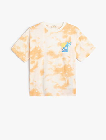 Batik Desenli Kısa Kollu Tişört Pamuklu