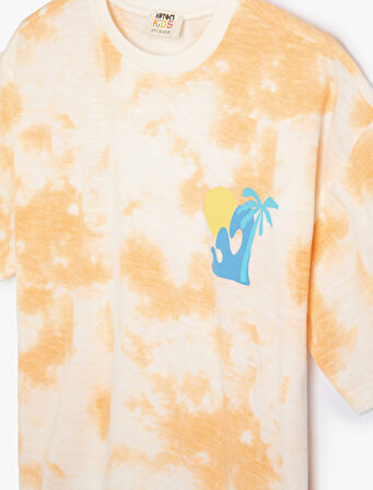 Batik Desenli Kısa Kollu Tişört Pamuklu