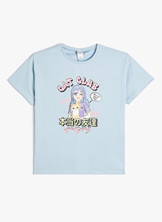 Koton Baskılı Mavi Kız Çocuk T-Shirt 4SKG10525AK