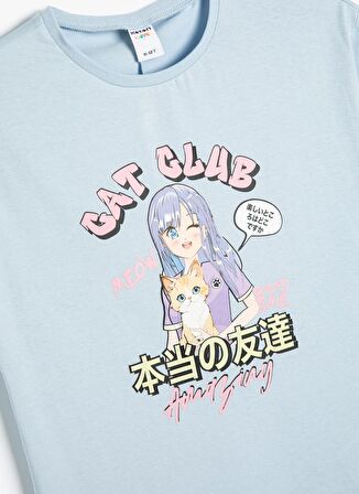 Koton Baskılı Mavi Kız Çocuk T-Shirt 4SKG10525AK