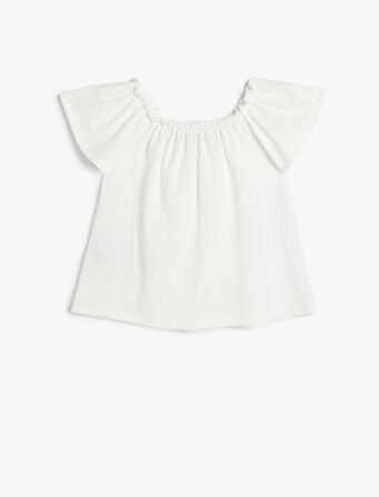 Bluz Fiyonk Detaylı Yuvarlak Yaka Kısa Kollu