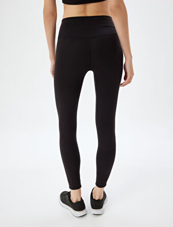 Yüksek Bel Dikiş Detaylı Skinny Fit Yumuşak Tuşe Spor Tayt İnterlok