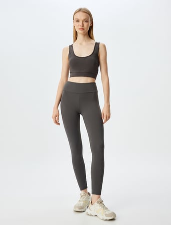 Spor Tayt Yüksek Bel Yumuşak Tuşe Slim Fit