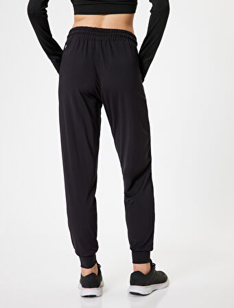 Jogger Eşofman Altı Beli Bağcıklı Ekstra Yüksek Bel Slim Fit İnterlok