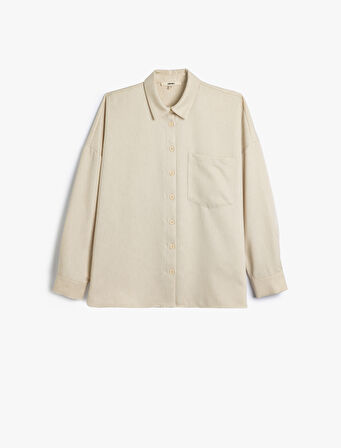 Oversize Gömlek Uzun Kollu Tek Cep Detaylı