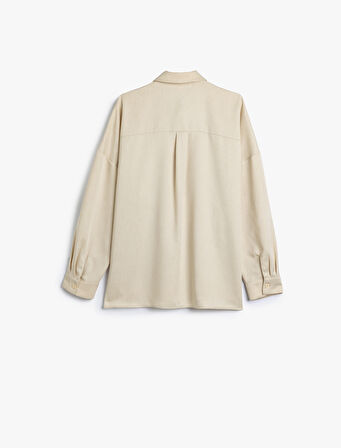 Oversize Gömlek Uzun Kollu Tek Cep Detaylı