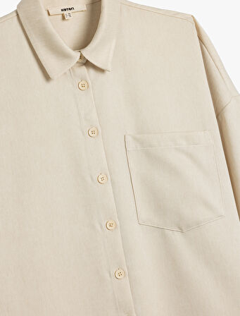 Oversize Gömlek Uzun Kollu Tek Cep Detaylı