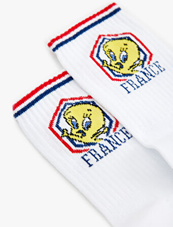 Tweety Soket Çorap Lisanslı İşlemeli
