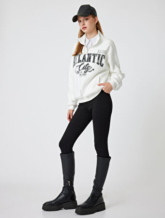 Yüksek Bel Tayt İnterlok Çelik Korse Görünümlü Skinny Fit