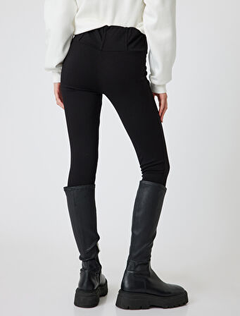 Yüksek Bel Tayt İnterlok Çelik Korse Görünümlü Skinny Fit