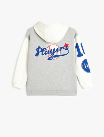 Kapşonlu Sweatshirt Uzun Kollu Kolej Baskılı 