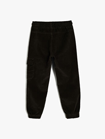 Jogger Pantolon Kargo Cepli Beli Bağlamalı Pamuklu
