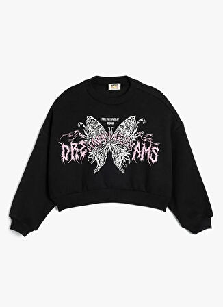 Koton Baskılı Siyah Sweatshırt 5WKG10198AK