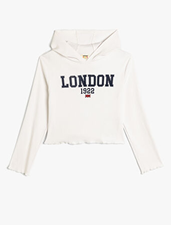 Kapşonlu Sweatshirt Şehir Baskılı Pamuklu