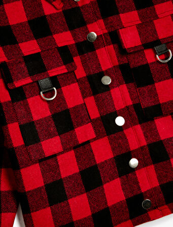 Crop Gömlek Ceket Cep Detaylı Uzun Kollu