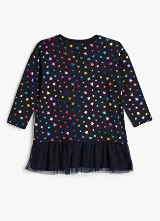 Koton İşlemeli Lacivert Kız Çocuk Diz Üstü Elbise 5WKG80026AK