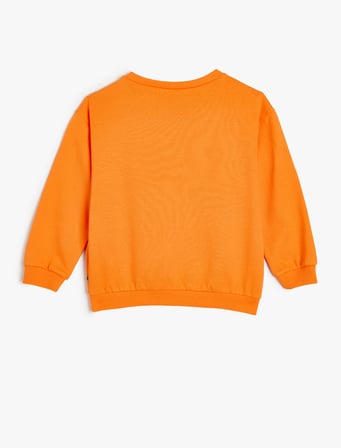 Sweatshirt Bisiklet Yaka Köpek Baskılı Uzun Kollu