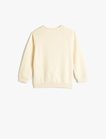 Kaplan Baskılı Sweatshirt Uzun Kollu Bisiklet Yaka Pamuklu