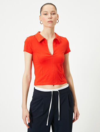 Fermuarlı Polo Tişört Kısa Kollu Slim Fit