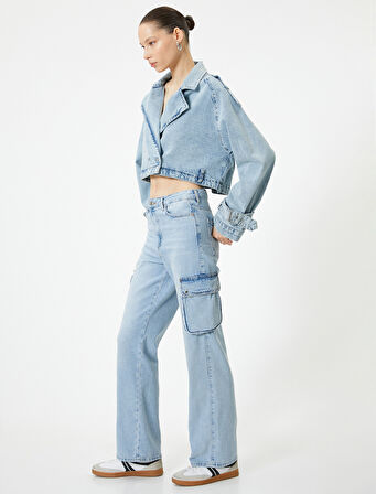 Kargo Kot Pantolon Yüksek Bel Düz Paça Cepli - Nora Longer Straight Jeans