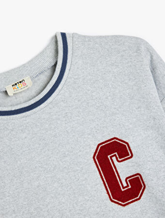 Sweatshirt Uzun Kollu Bisiklet Yaka Baskı Detaylı