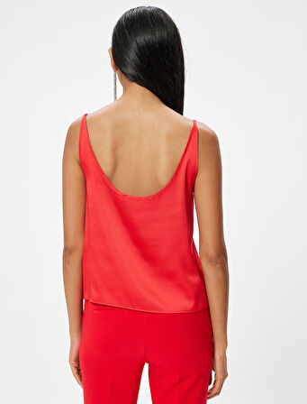 Saten Bluz Kolsuz U Yaka Slim Fit