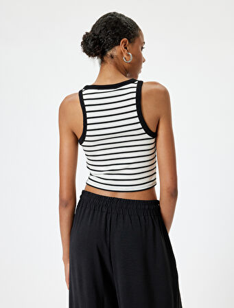 Crop Üst Kolsuz Slim Fit Bisiklet Yaka