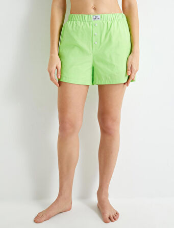 Pijama Altı Şort Çift Bel Lastik Detaylı Etiketli