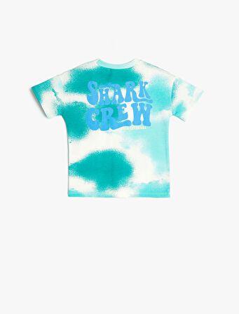 Tişört Batik Desenli Kısa Kollu Bisiklet Yaka Pamuklu