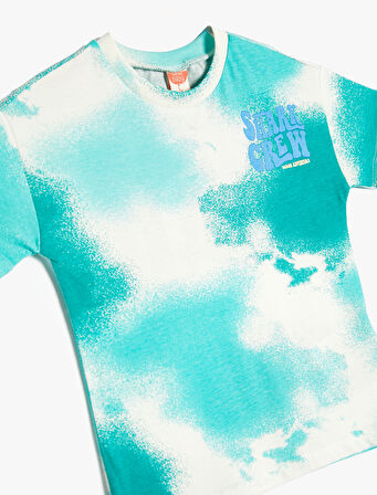 Tişört Batik Desenli Kısa Kollu Bisiklet Yaka Pamuklu