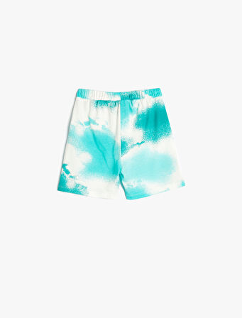 Şort Cepli Beli Bağlamalı Batik Desenli Pamuklu