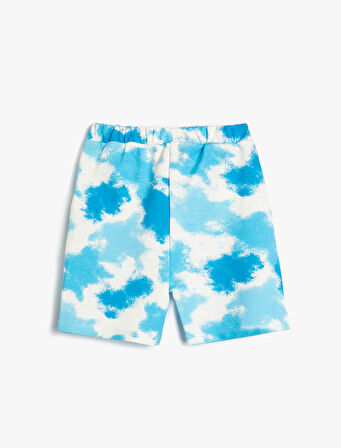 Şort Batik Desenli Beli Bağlamalı Cepli Pamuklu