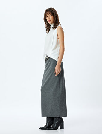 Yırtmaçlı Standart Bel Slim Fit Uzun Kalem Etek 