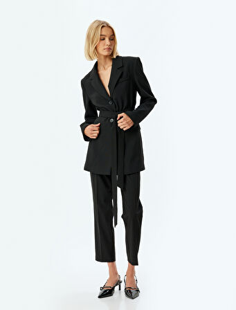 Kısa Paça Cepli Cigarette Kumaş Pantolon