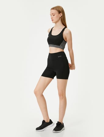 Spor Biker Tayt Ekstra Mini Yüksek Bel Baskılı Slim Fit
