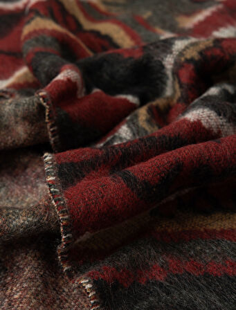 Uzun Atkı Etnik Desenli Püsküllü