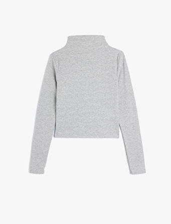 Basic Uzun Kollu Tişört Kaşkorse Dik Yaka Slim Fit