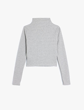 Basic Uzun Kollu Tişört Kaşkorse Dik Yaka Slim Fit