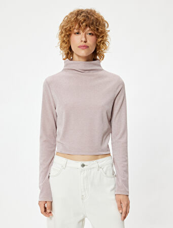 Basic Uzun Kollu Tişört Kaşkorse Dik Yaka Slim Fit