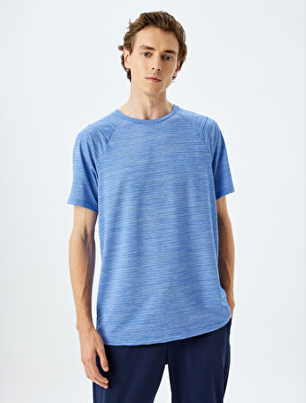 Kısa Kollu Bisiklet Yaka Çizgili Spor Tişört