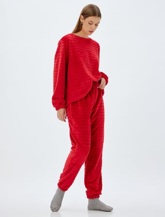 Polar Pijama Altı Beli Bağlamalı Lastikli Rahat Kalıp