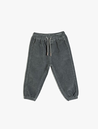 Beli Bağlamalı Pamuklu Fitilli Pantolon 