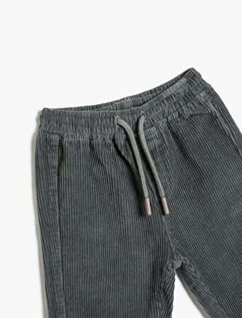 Beli Bağlamalı Pamuklu Fitilli Pantolon 