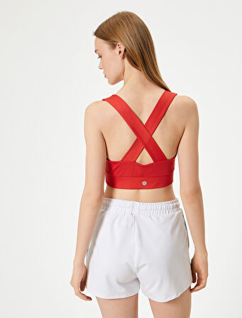 Sporcu Sütyeni Çapraz Askılı V Yaka Kaplı Slim Fit