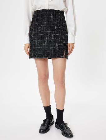 Yüksek Bel Mini Tüvit Etek A Kesim Slim Fit